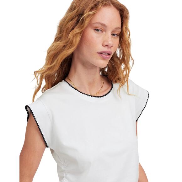Madewell White Cinched Muscle Tee XXL NWT Cotton Tencel Crewneck Top - Picture 5 of 9